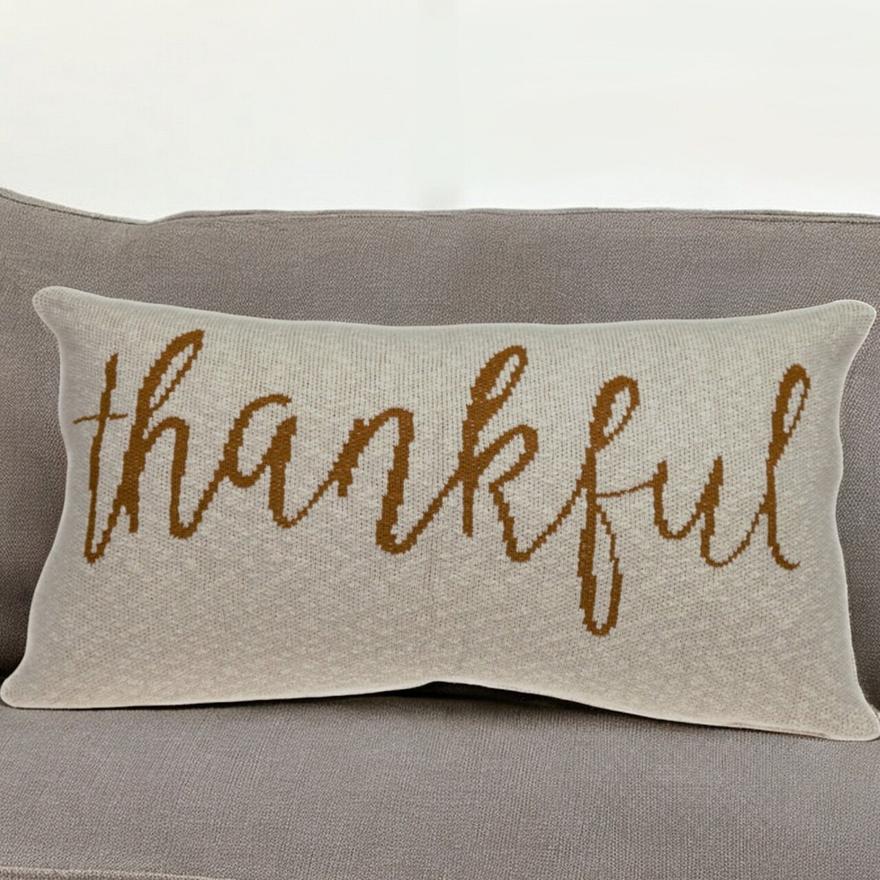 Edge Collections - 16 x 24 x 4 - Brown - Inspirational Thankful Decorative Throw Pillow - 1 Piece